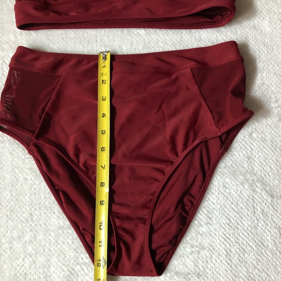 Maroon high waisted mesh side bikini - Picture 4 of 5